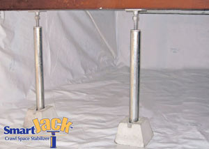 Crawl space structural support jacks installed in Fayetteville