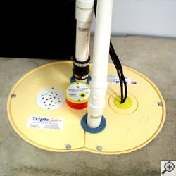 A sump pump system installed along a basement floor in Nashville.