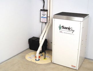 a complete basement waterproofing system installed in a Clarksville home