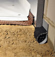 A crawl space encapsulation and insulation system, complete with drainage matting for flooded crawl spaces in Athens