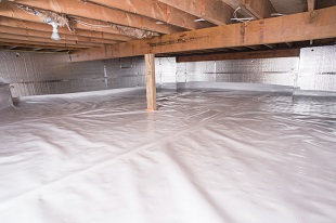 A complete crawl space vapor barrier in Smyrna installed by our contractors