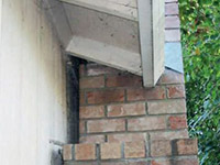 A chimney leaning away from the home on a Brentwood foundation
