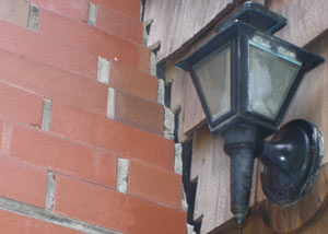 A tilting chimney in Antioch showing serious foundation damage.