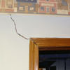 A large settlement crack on interior drywall in a Tullahoma home.