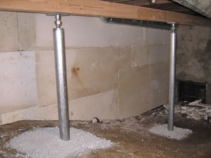 Crawl Space Jacks Installed By Authorized Foundation Contractors Jackson Nashville Clarksville Tn And Ky Warranted Support Posts Warranted Crawl Space Support Posts, How To Replace Basement Support Columns