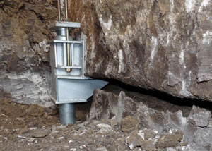 A properly installed foundation push pier system in Clarksville repaired by our foundation contractors.