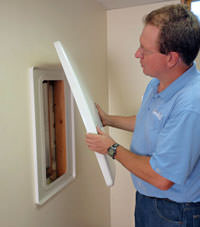 wall anchor covers installed in a foundation repair for a Manchester home.