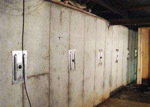 A foundation wall in Springfield repaired with foundation wall anchors.
