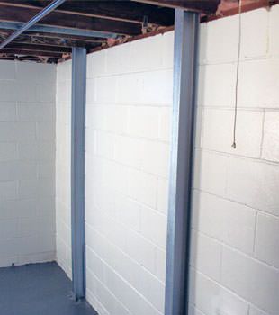 A PowerBrace™ i-beam foundation wall repair system in Clarksville