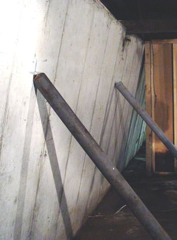A foundation wall leaning in at the top in Springfield