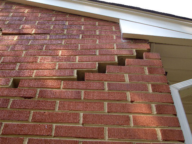 stair step cracking on a foundation wall in Clarksville