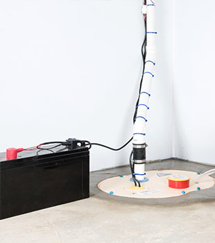 A sump pump installed in Shelbyville by Frontier Foundation & Crawl Space Repair