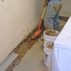 Digging a trench for a French Drain system in Nashville