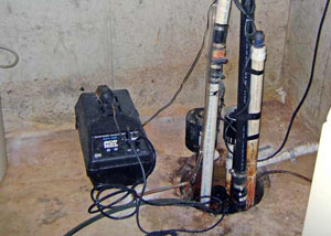 Pedestal sump pump system installed in a home in Cookeville